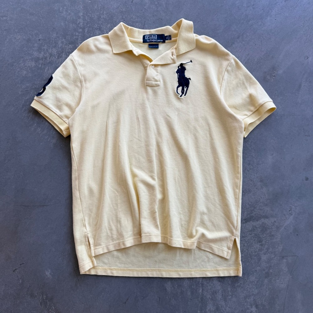 Polo Ralph Lauren Mens XL Big Pony Polo Shirt Yellow Custom Fit Short Sleeve